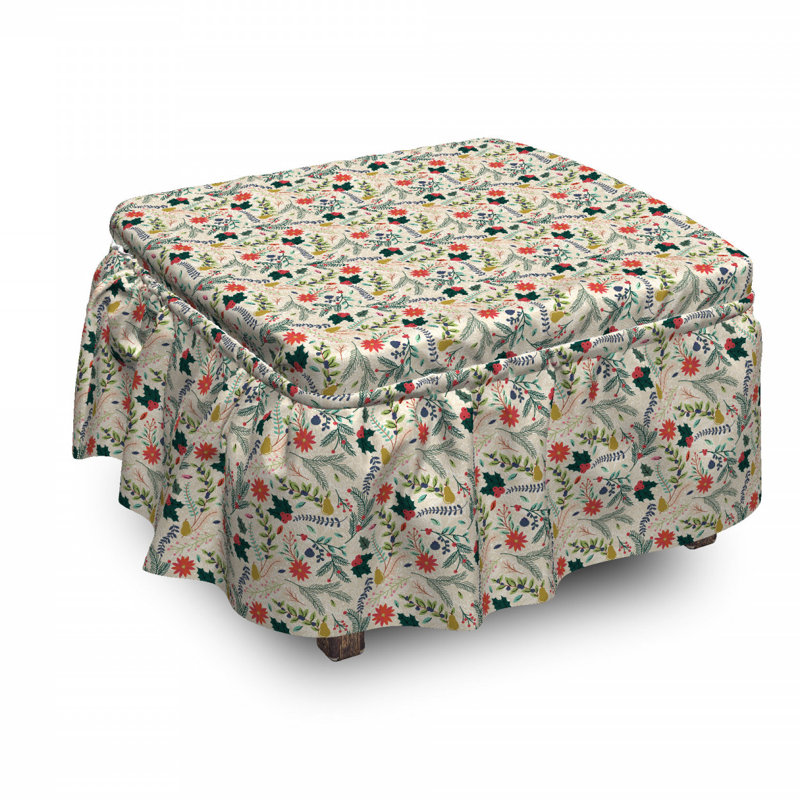 Housse pour repose-pieds à feuillage à motif holly