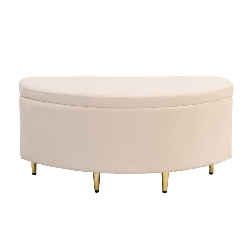 Egidio Velvet Upholstered Storage Bench, Beige