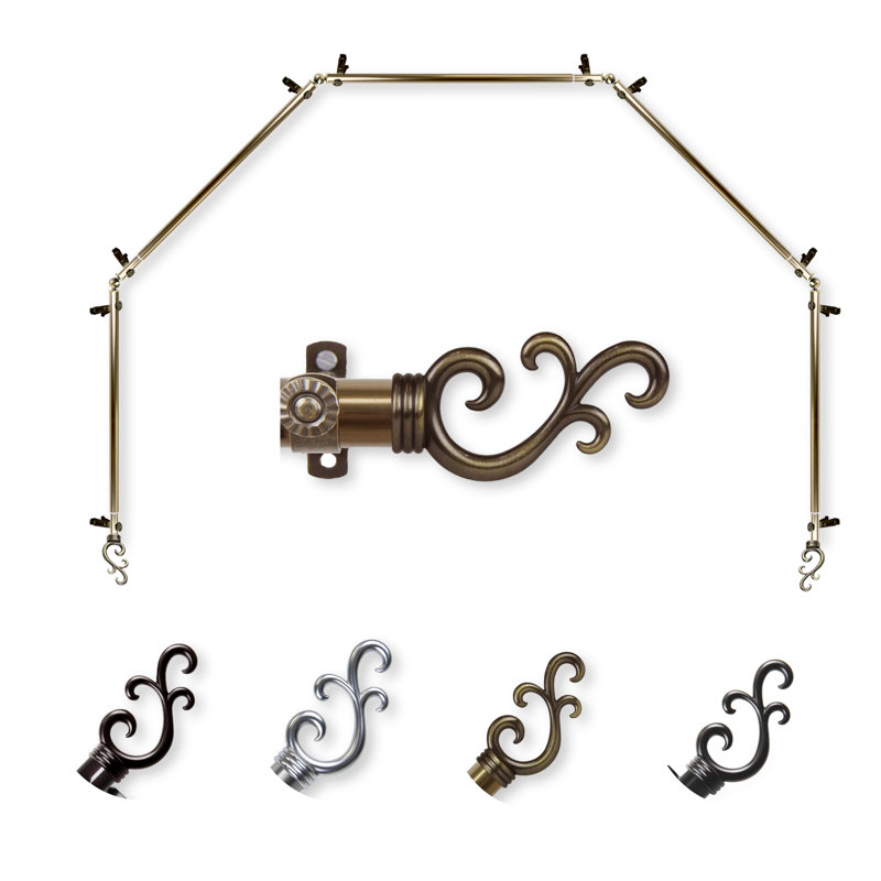 Ensemble de tringle à rideaux simple et quincaillerie pour fenêtre à 5 côtés Verlyn, 18 à 28 po (de chaque côté)