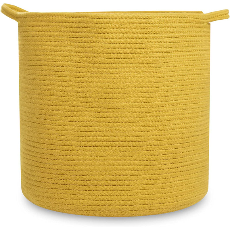 Laundry Cotton Basket, 14" H x 15" W x 15" D, Yellow