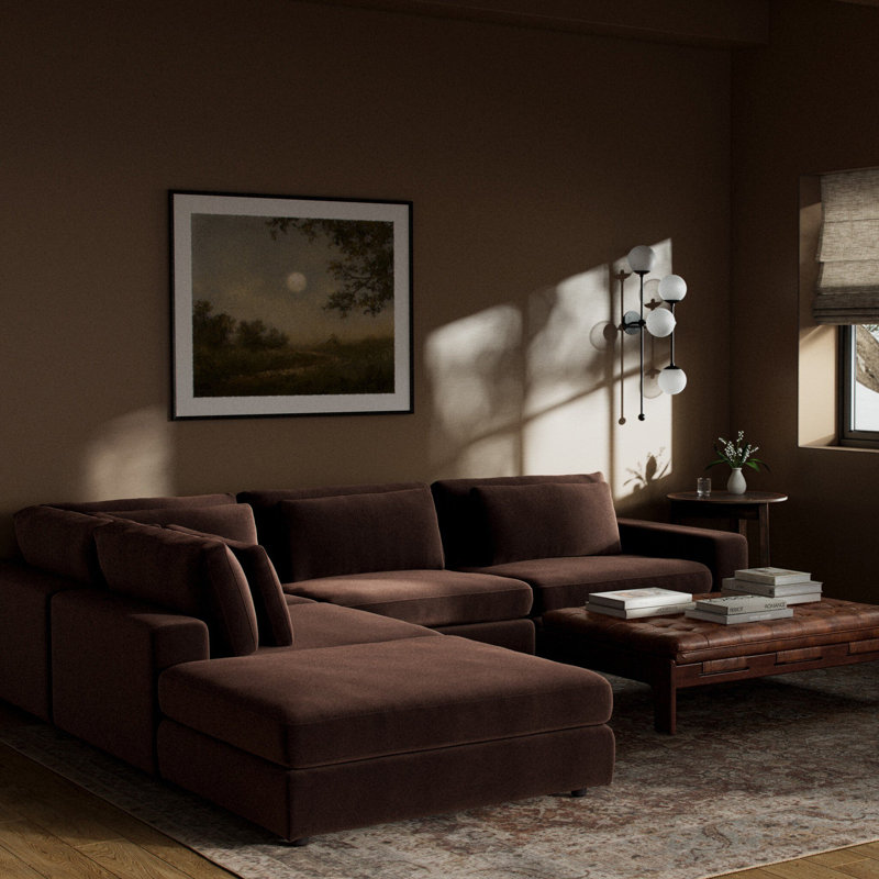 Bloor Sectional, Surrey Cocoa Cotton Blend, Left Hand Facing