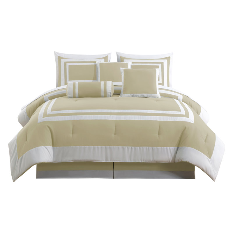 Hotel Style 7 Piece Comforter Set, Queen Comforter + 6 Additional Pieces, Navy/White