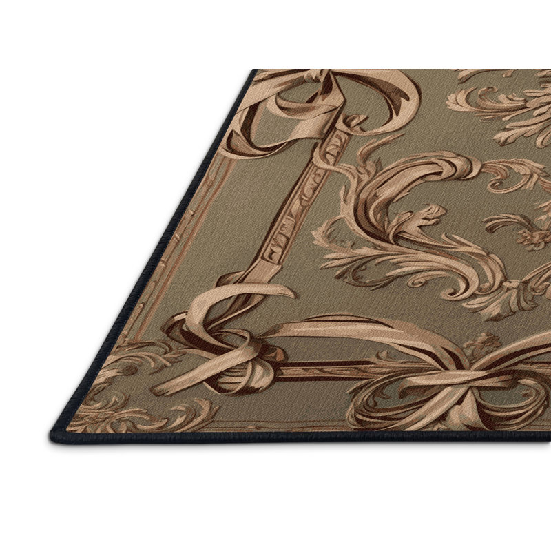 Tapis brun français lavable à la machine, Rectangle 7 pi x 10 pi