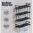 3+1 Tier Wall Mounted Floating Shelves Set Of 2, Rustic Wood Wall Shelf With Metal Frame, Extra Storage Rack For Bathroom, Kitchen, Bedroom With Tissue Rack & Towel Bar - Black