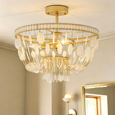 3 - Light Shell Semi Flush Mount Ceiling Light