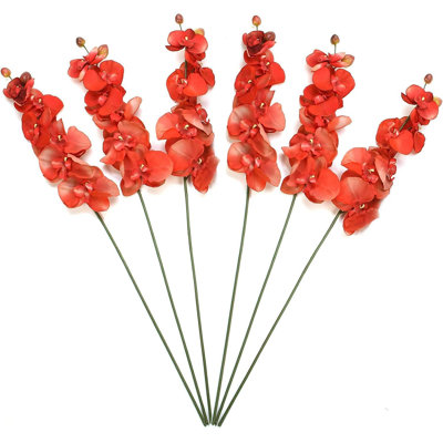 Paquet de 144 orchidées phalaenopsis artificielles Hosley - fausses tiges d'orchidées saumon de 28 po de hauteur pour vases, centres de mariage, décorations de maison de campagne et de maison, décorations de bureau et décorations florales