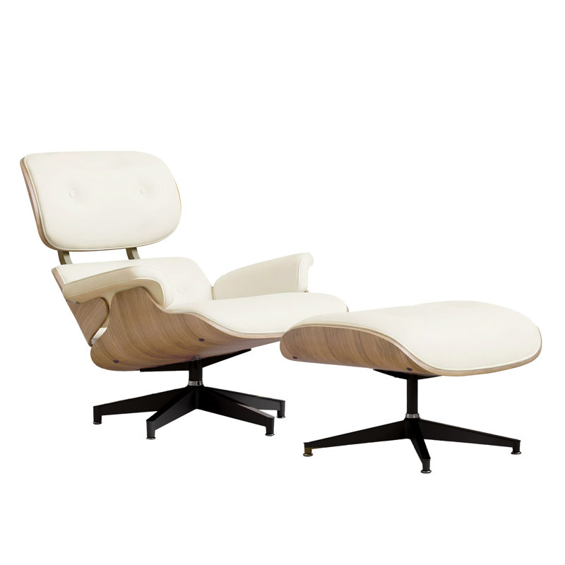 Faux Leather Chaise Lounge, Beige