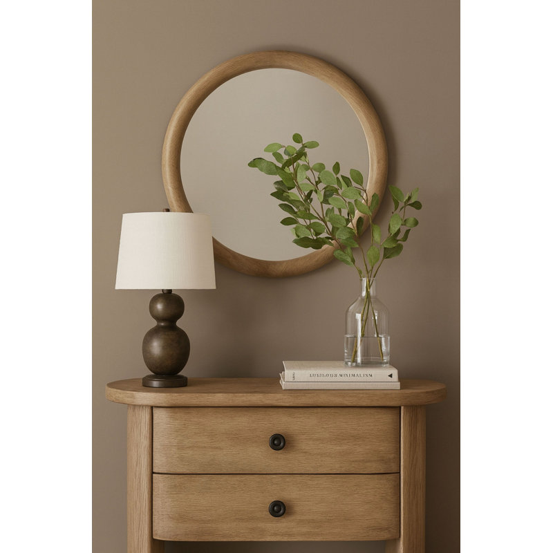 Miroir rond English Oak
