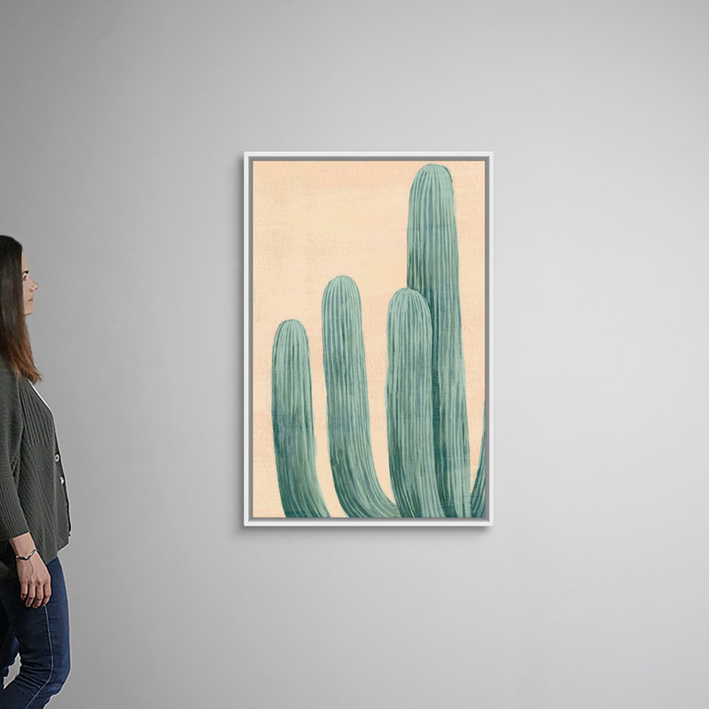 «Dusty Cacti I», reproduction d'art sur toile, H 49,7 po x l 33,7 po x P 1,75 po, Cadre flottant blanc