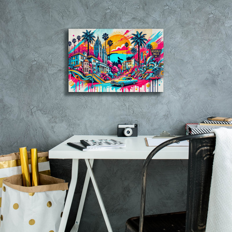  «Beverly Hills» par Rey Klimt, art mural sur toile, 40 po x 26 po, H 12 po x l 18 po x P 0,75 po