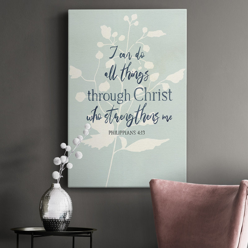 «I Can Do All Things», art textuel sur toile tendue, H 60 po x l 40 po x P 1 po