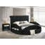 Lit de rangement capitonné rond en velours noir 1pc-1591030548
