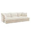 Chenille confortable en crème 3 avec 3 repose-pieds pour le salon, repose-pieds, tissu, détente et élégance
