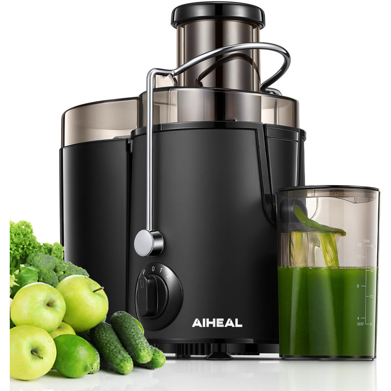 Aiheal Electric Centrifugal Juicer, 3" wide opening, 3 speeds, BPA Free, Easy to Clean, Black