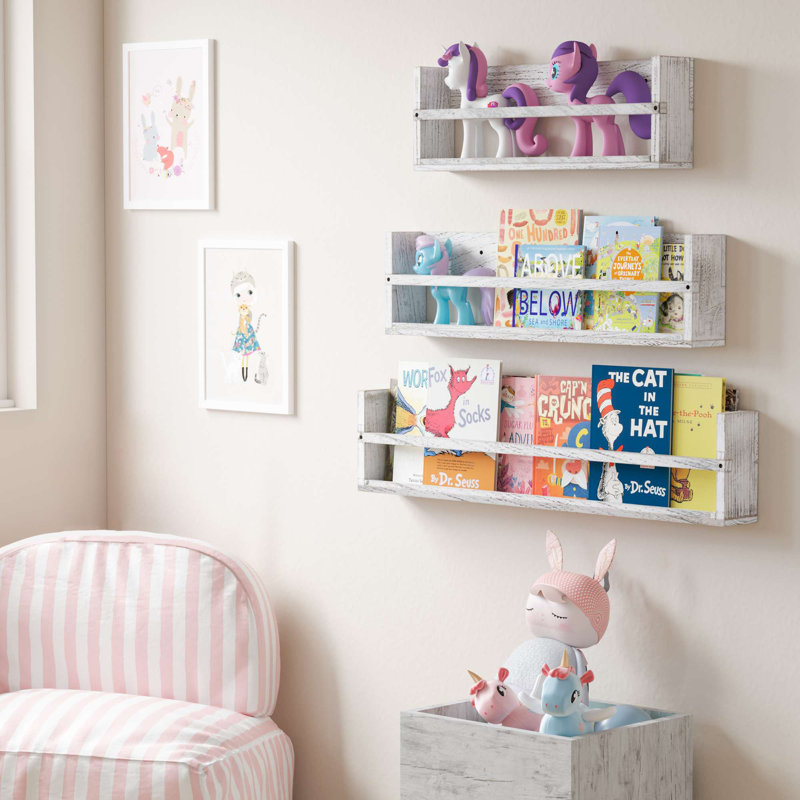 Demarkus 3 Piece Paulownia Solid Wood Floating Shelf, 24-30-36'' Multisize Wall Shelves, White