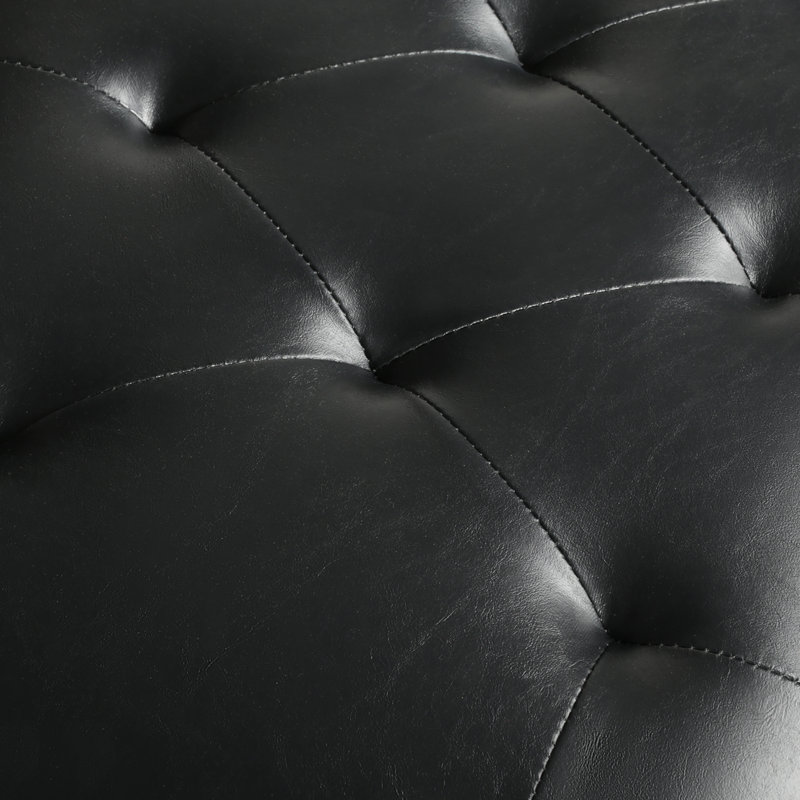 Banc de rangement avec repose-pieds en similicuir, Noir
