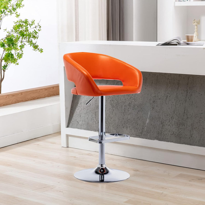 Swivel Adjustable Height Bar Stools with Hollow Back and Arms, Modern PU Leather and Metal base Counter Stools,for Kitchen Dining Room