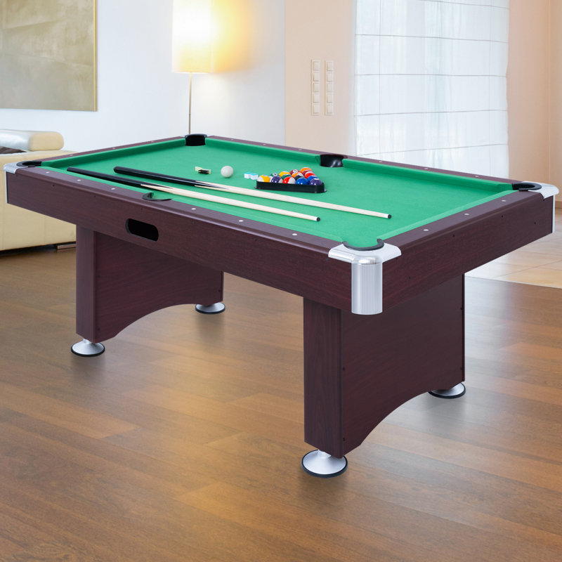 Ensemble de table de billard robuste de 6 pi avec patins, queues de billard, boules, triangles, craies et brosse RayChee 