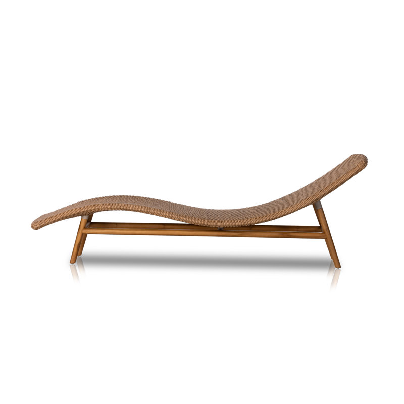 Janine Outdoor Teak Wood Chaise Lounge, Natural, Natural Teak