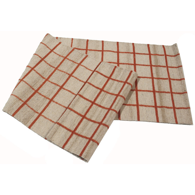 Sabahat Geometric Hand Knotted Area Rug, Runner 60 x 200cm