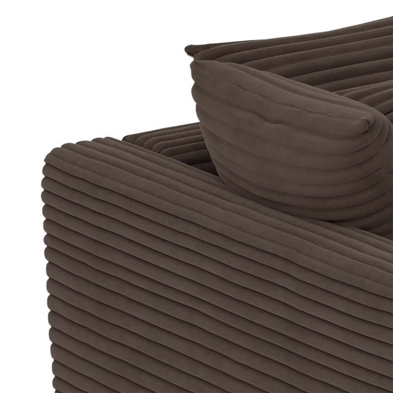 Canapé modulaire rembourré en tissu 4 places avec repose-pieds Modern, H 35,35 po x l 102,42 po x P 66,94 po, Chameau