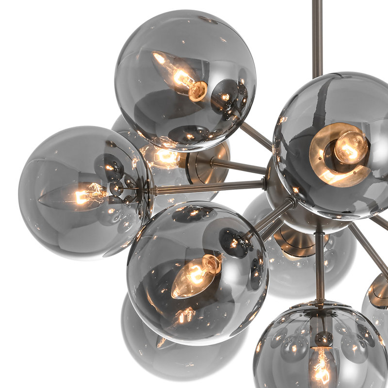 13 - Lustre globe en verre Spoutnik, Nickel