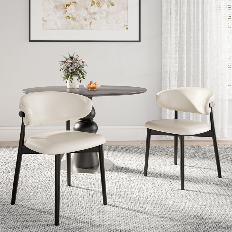 Ensemble de 2 chaises de salle à manger sans accoudoirs avec dossier - noir et blanc