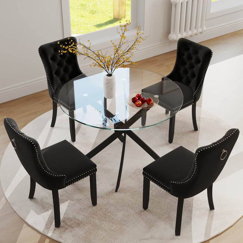 Ensemble repas rond à piédestal, 5, Noir, noir, noir, noir
