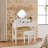 Compact White Dressing With Reversible Four - Leaf Mirror, 5 Drawers For Beauty Accessories, Cushioned Stool Relaxed Makeup Sessions Long Term Comfort