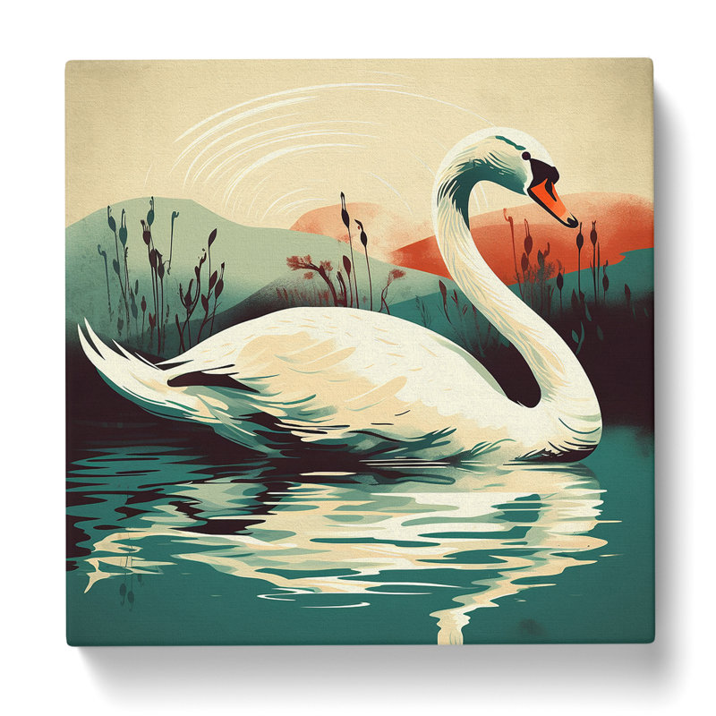 Swan Retro - Wrapped Canvas