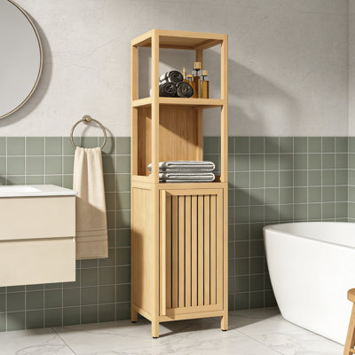  Siner Bamboo Bathroom Cabinet With Magnetic Suction Door