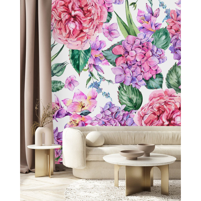 Peel & Stick Floral Wall Mural, 8.33' W x 8.33' L
