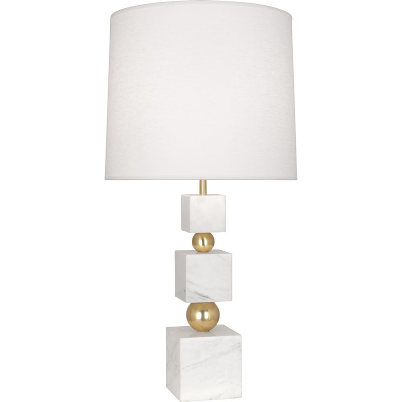 Lampe de table 33,25 "Totem Jonathan Adler, Lin huître, Marbre blanc