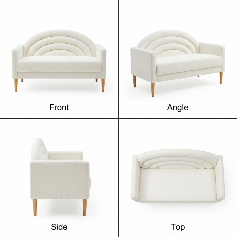 Michala Upholstered Loveseat, Cream Polyester, 31.5" H x 49.6" W x 30.7" D