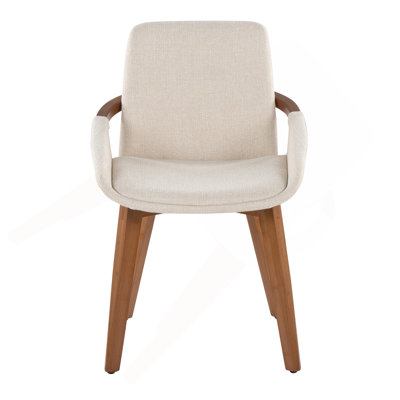 Chaise en bambou noyer et tissu crème