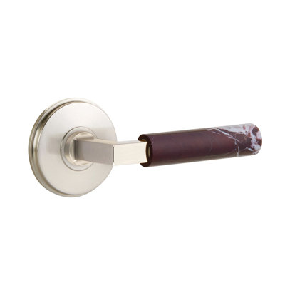Emtek Select Dummy Leverset w/ Watford Rosette & L-Square Stem, Rosso Levanto Marble Lever