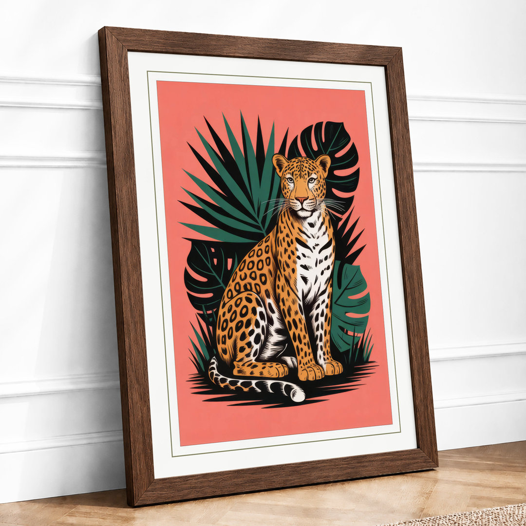 Leopard in the Jungle Tropical - Framed Print