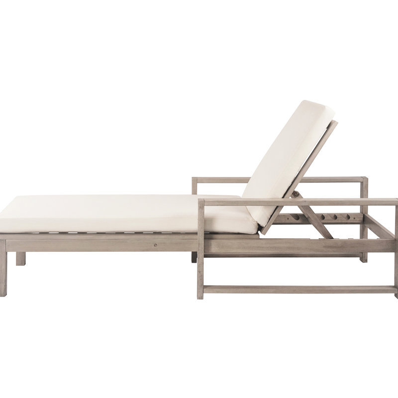Chaise longue de jardin Deck Pool, 2 pièces, gris Bois, réglable. Structure en bois pour pelouse