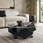 Table basse ronde avec plateau en verre et tablettes de rangement-2033427029