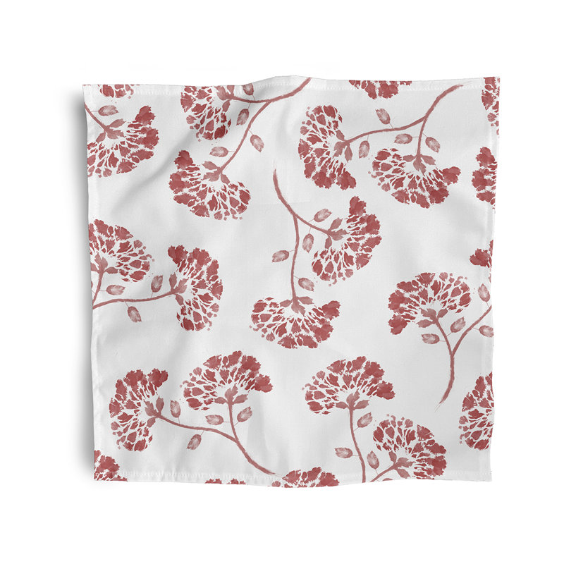 Cing Polyester Floral Square Napkin, Red