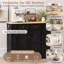 Buffet avec rangement, console de cuisine avec 5 tiroirs, 2 armoires, tablettes réglables, buffet pour la salle à manger, le salon, le vestibule