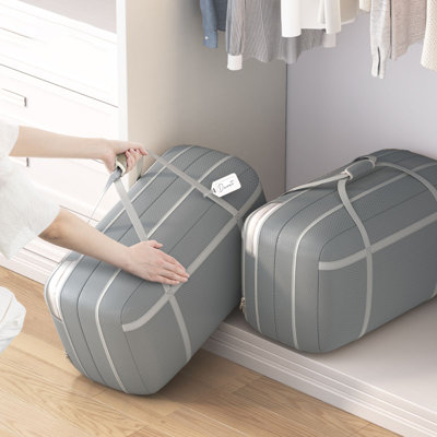 Large Comforter Storage Bag with Handls, 100L Washable Blanket Storage