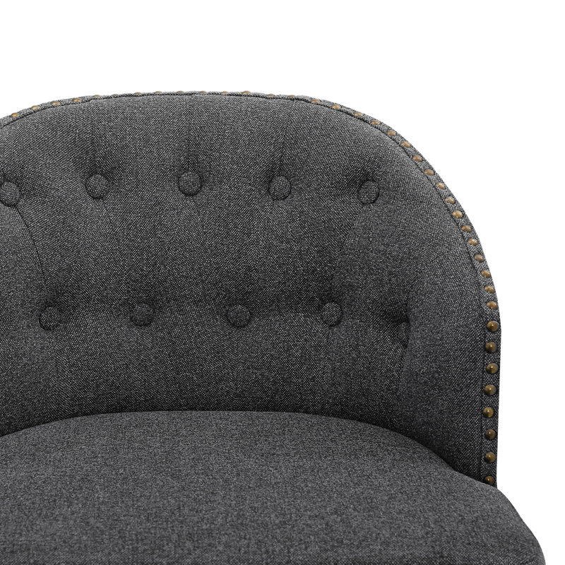 Tabouret de comptoir pivotant 25,98 po Drish, Tissu gris foncé