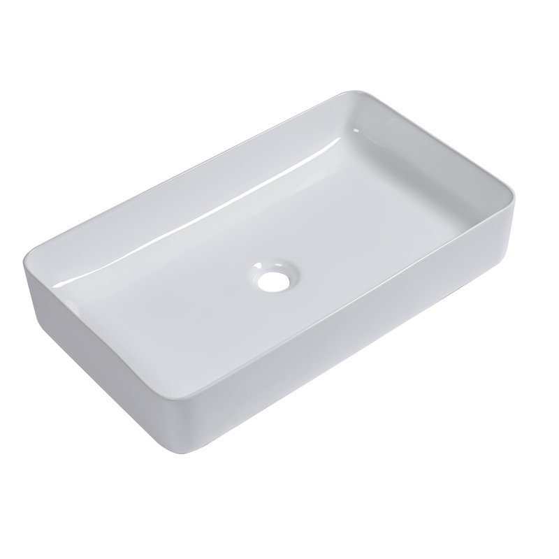 Elegant Design 24X14 Ceramic Rectangular Vessel Sink - White, Stain-, For Diverse Locations Bathroom Style, Different Environments