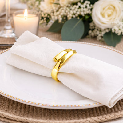 Rond de serviette en métal doré moderne et minimaliste, ensemble de 4