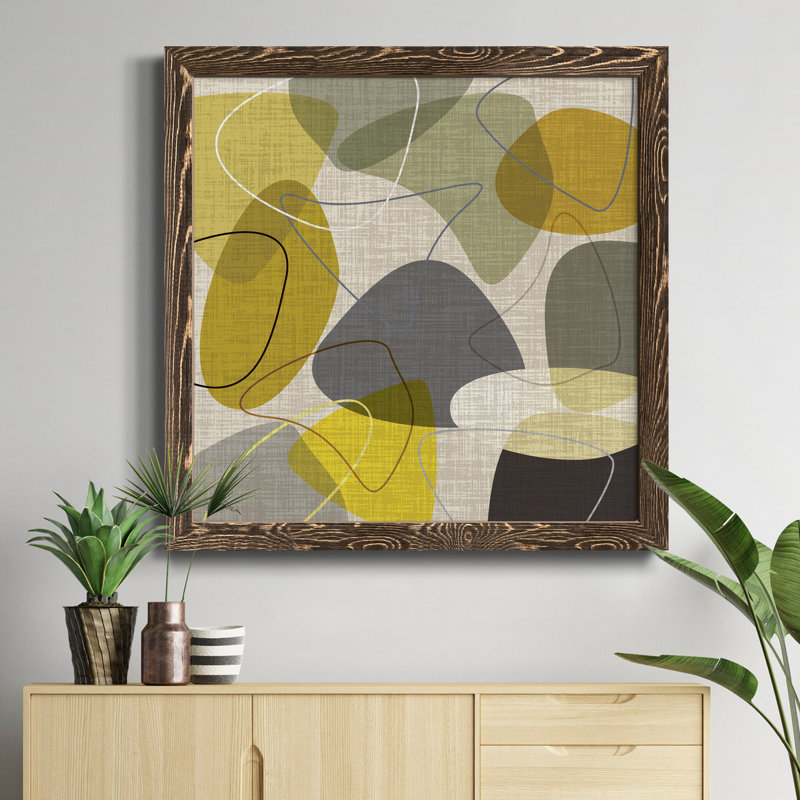" Intersection I ", 31.5" H x 31.5" W x 1.5" D, Walnut Framed