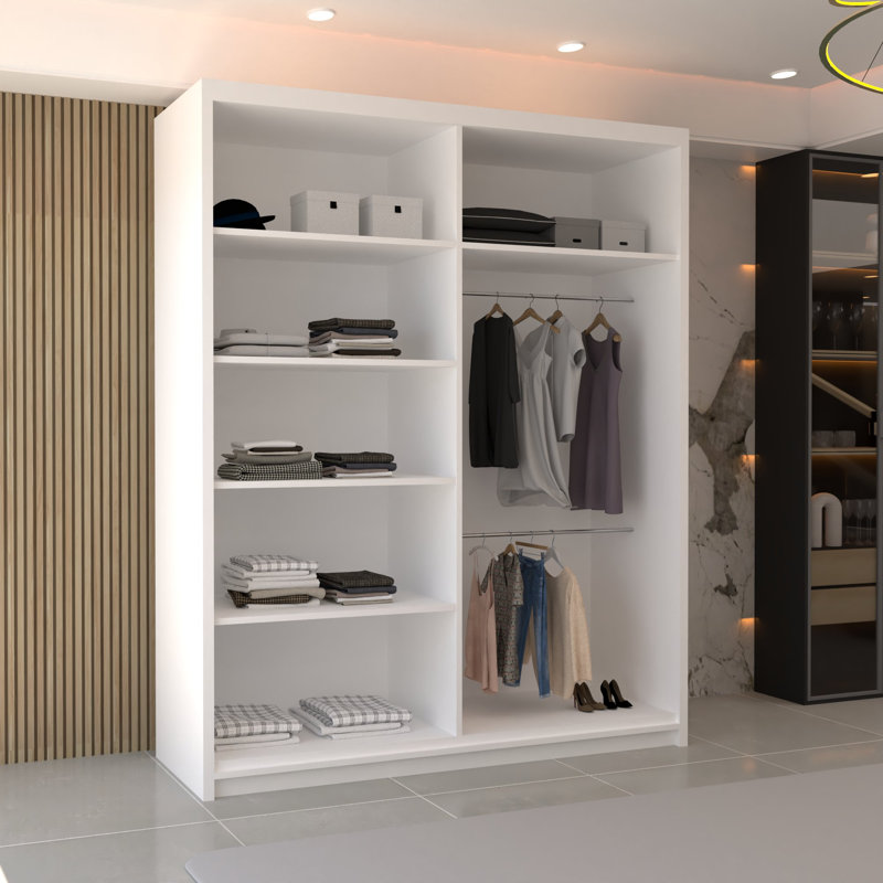 Elegent Carino Sliding Door Wardrobe with Mirror – Space-Saving Bedroom Storage in 6 Sizes & 6 Colours, White