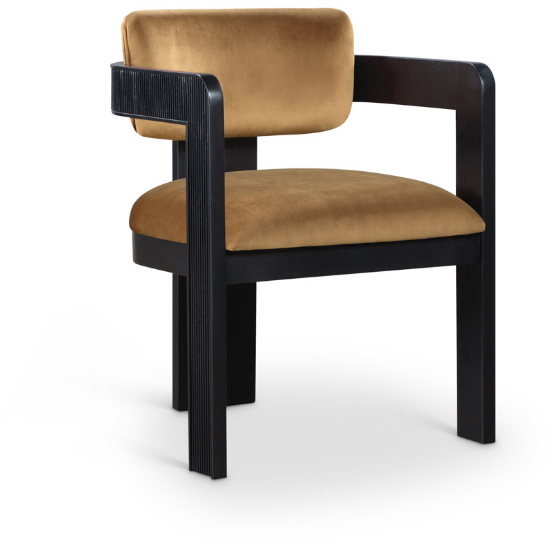 Sacha Frink Upholstered Dining Arm Chair, Saddle Velvet, Black
