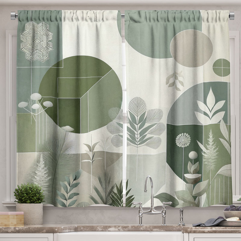 Monstera Kitchen Curtain, 55" W x 45" L