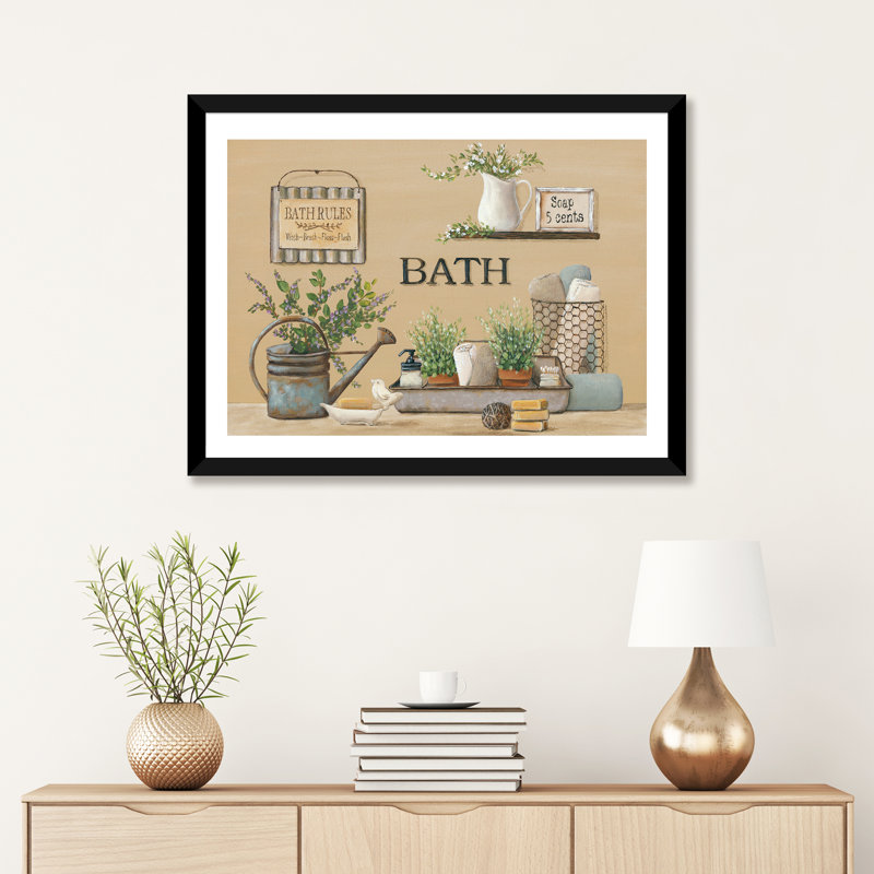 « campagnee bain ii » par pam britton-impression sur image, Papier avec cadre noir, H 24 po x l 32 po x P 1 po